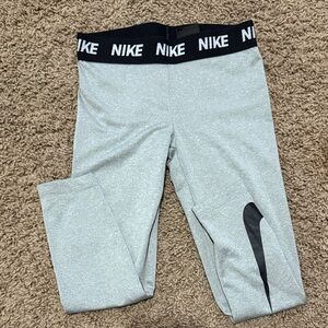 Nike Kids Gray Leggings with Black Logo